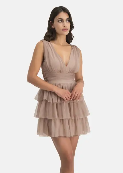 Nicowa Tulle mini dress - STELLOWA in BEIGEarticle number NC7A12029032E-138 Weihnachtsangebot