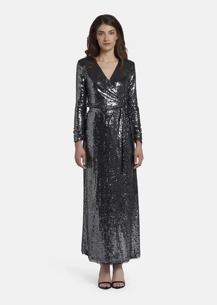 Nicowa Maxi sequin wrap dress - MILOWA in SILVERarticle number NC8A22012031E-088 Valentinstagsangebot