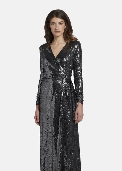 Nicowa Maxi sequin wrap dress - MILOWA in SILVERarticle number NC8A22012031E-088 Valentinstagsangebot