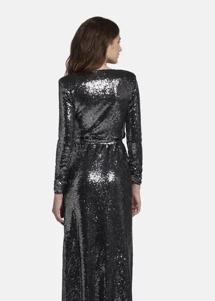 Nicowa Maxi sequin wrap dress - MILOWA in SILVERarticle number NC8A22012031E-088 Valentinstagsangebot
