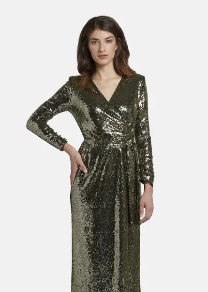 Nicowa Maxi sequin wrap dress - MILOWA in GOLDarticle number NC8A22011023E-131 Jubiläumsangebot