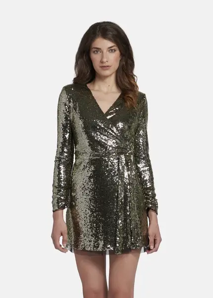 Nicowa Mini sequin wrap dress - MILOWA in GOLDarticle number NC8A22010023E-131 Lagerräumung