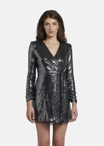 Nicowa Mini sequin wrap dress - MILOWA in SILVERarticle number NC8A22009031E-088 Heißer Verkauf