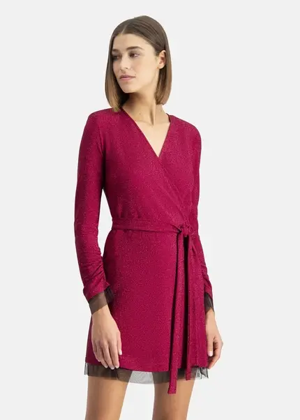 Nicowa Mini wrap dress in lamé- MILOWA in PINKarticle number NC7A24038044E-139 Top Angebot