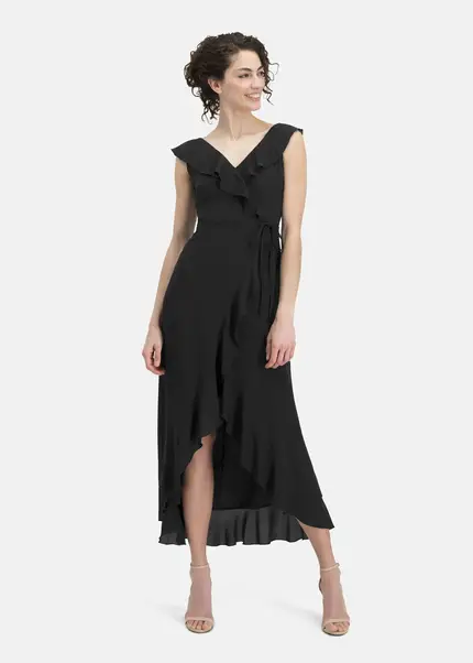Nicowa Elegant chiffon dress with plain-coloured fabric – DINOWA in BLACKarticle number NC6A22001019E-002 Zeitlich begrenztes Angebot