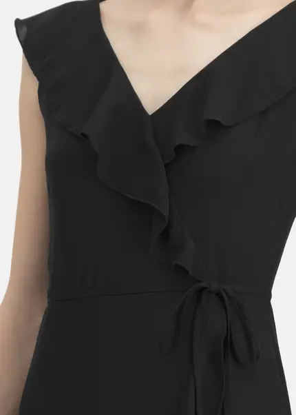 Nicowa Elegant chiffon dress with plain-coloured fabric – DINOWA in BLACKarticle number NC6A22001019E-002 Zeitlich begrenztes Angebot