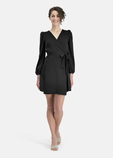 Nicowa Elegant wrap dress with plain fabric – VEROWA in BLACKarticle number NC6A24009019E-002 Exklusive Angebote