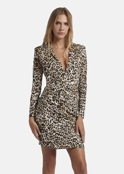 Nicowa Draped mini dress - MICIMA in BLACK LEOarticle number NC8A22008017E-151 Große Rabatte