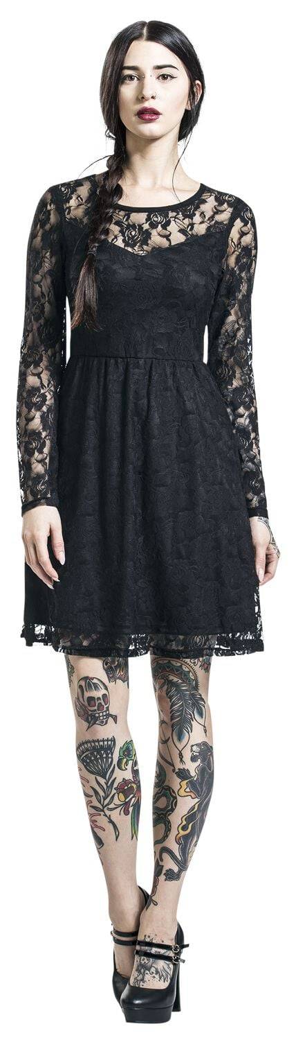 EMP "Lace Dress" Kurzes Kleid schwarz von Gothicana by EMP Flash Sale
