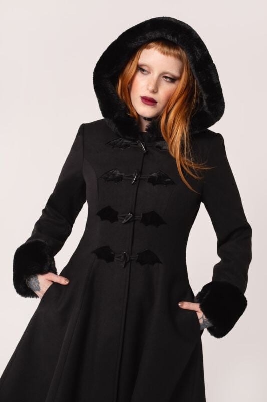 EMP "Batilda Coat" Mantel schwarz von Hell Bunny Großer Ausverkauf
