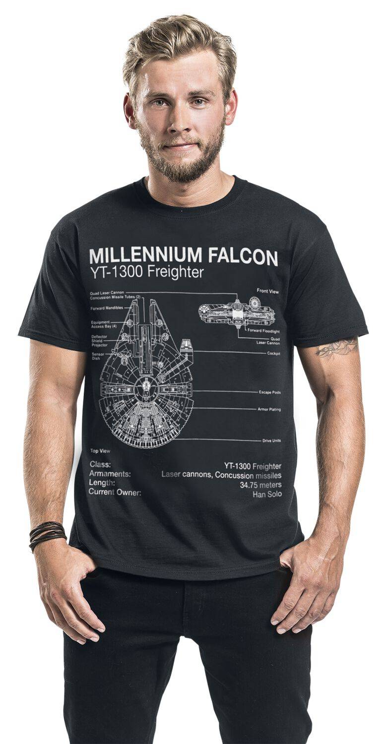 EMP "Millenium Falcon Sketch" T-Shirt schwarz von Star Wars Online Outlet