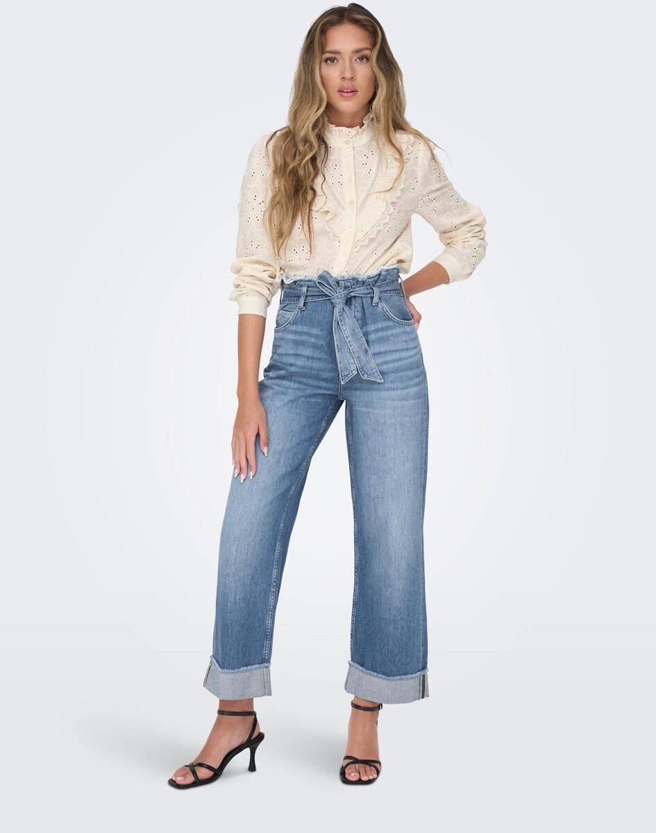 EMP "Onlmaddie Ex HW Wide Belt Fold UP DNM" Jeans blau von Only Bis zu 55% Rabatt