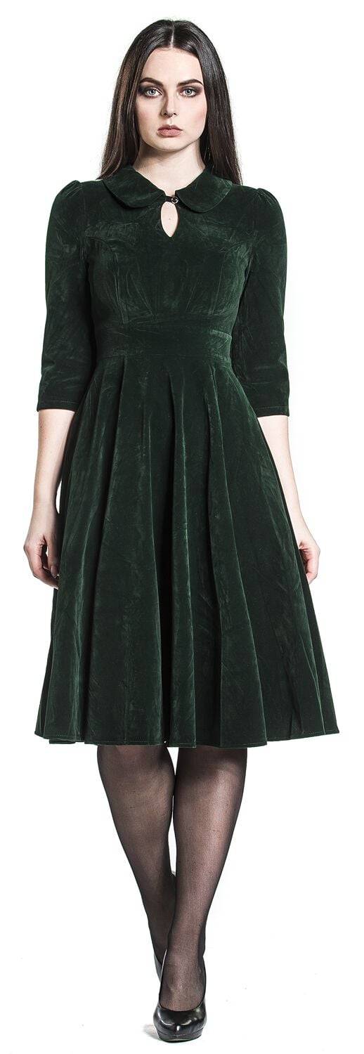 EMP "Glamorous Velvet Tea Dress" Mittellanges Kleid dunkelgrün von H&R London 50% Rabatt für begrenzte Zeit