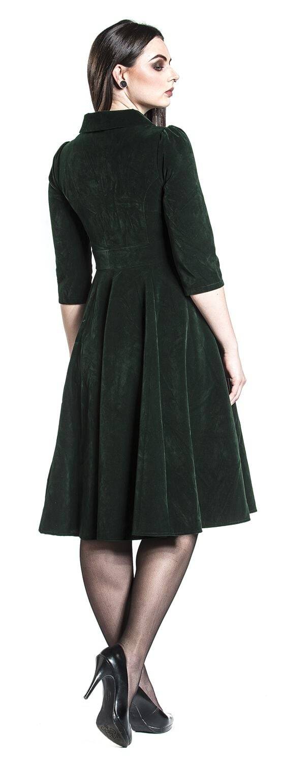 EMP "Glamorous Velvet Tea Dress" Mittellanges Kleid dunkelgrün von H&R London 50% Rabatt für begrenzte Zeit