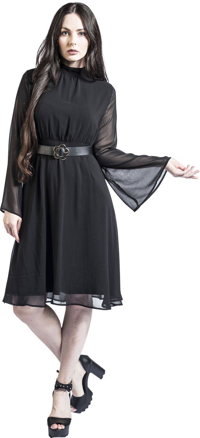EMP "60s Sheer Layer Belted Dress" Mittellanges Kleid schwarz von Voodoo Vixen Black Friday