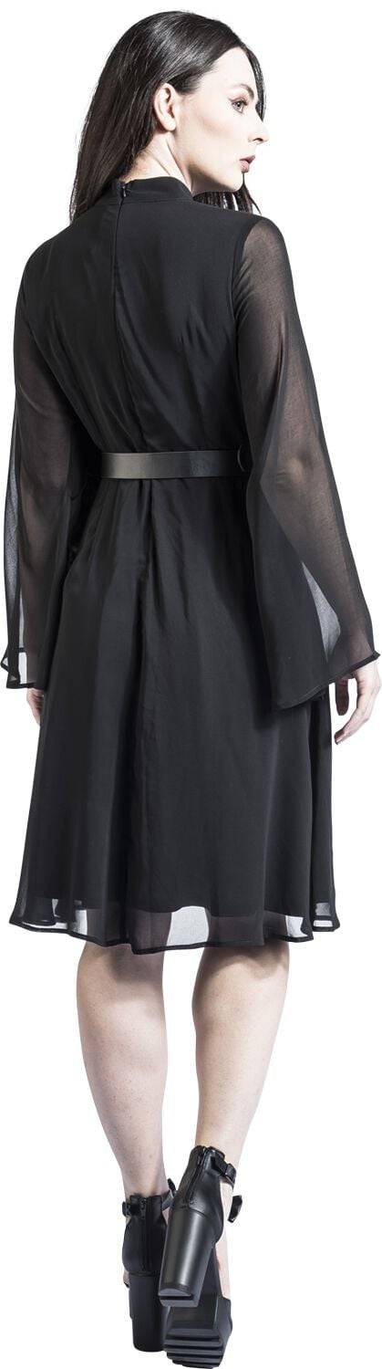 EMP "60s Sheer Layer Belted Dress" Mittellanges Kleid schwarz von Voodoo Vixen Black Friday