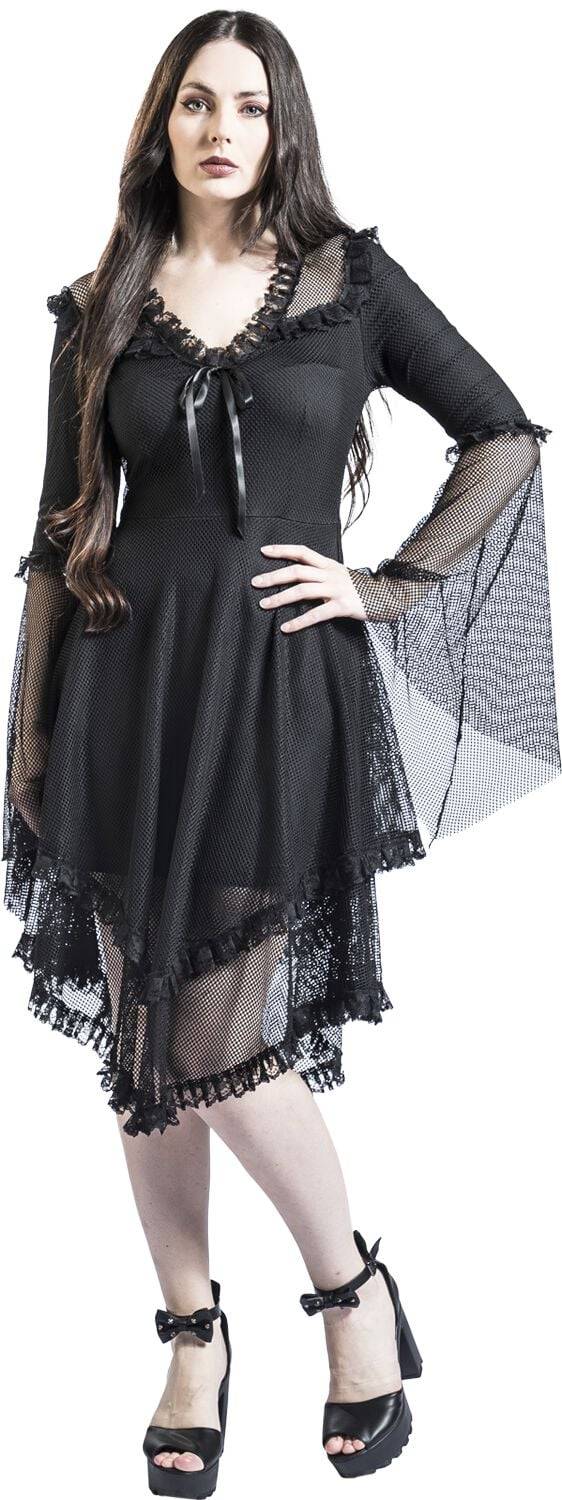 EMP "Fishnet Flared Dress" Mittellanges Kleid schwarz von Jawbreaker Weihnachtsangebot