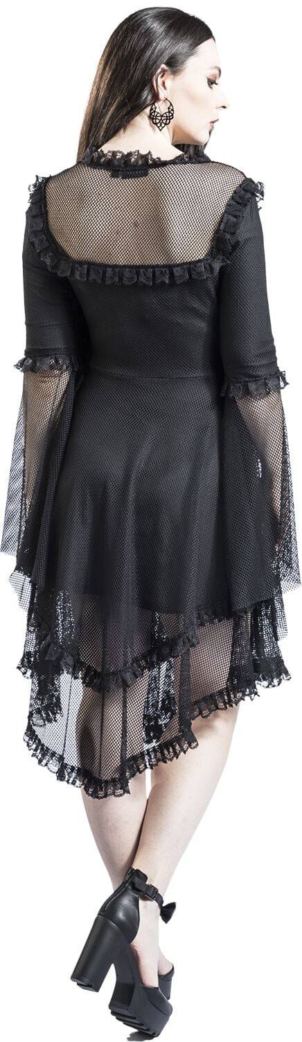 EMP "Fishnet Flared Dress" Mittellanges Kleid schwarz von Jawbreaker Weihnachtsangebot