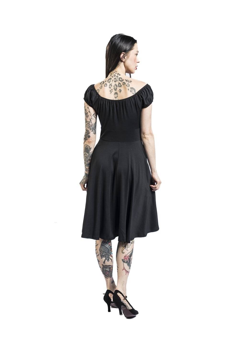 EMP "Gathered Neckline Flare Dress" Mittellanges Kleid schwarz von Voodoo Vixen Verkauf