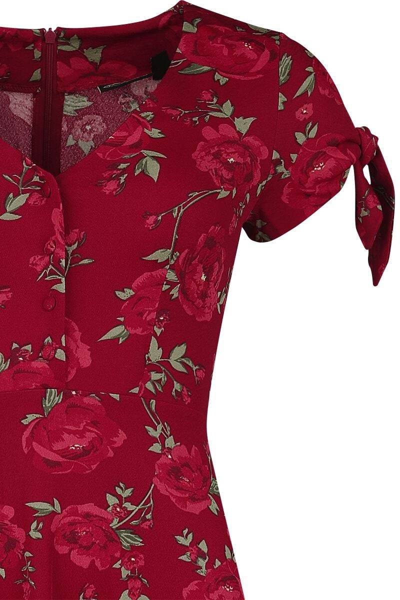 EMP "V Neck Flared Dress" Langes Kleid rot von Voodoo Vixen Versandkostenfrei