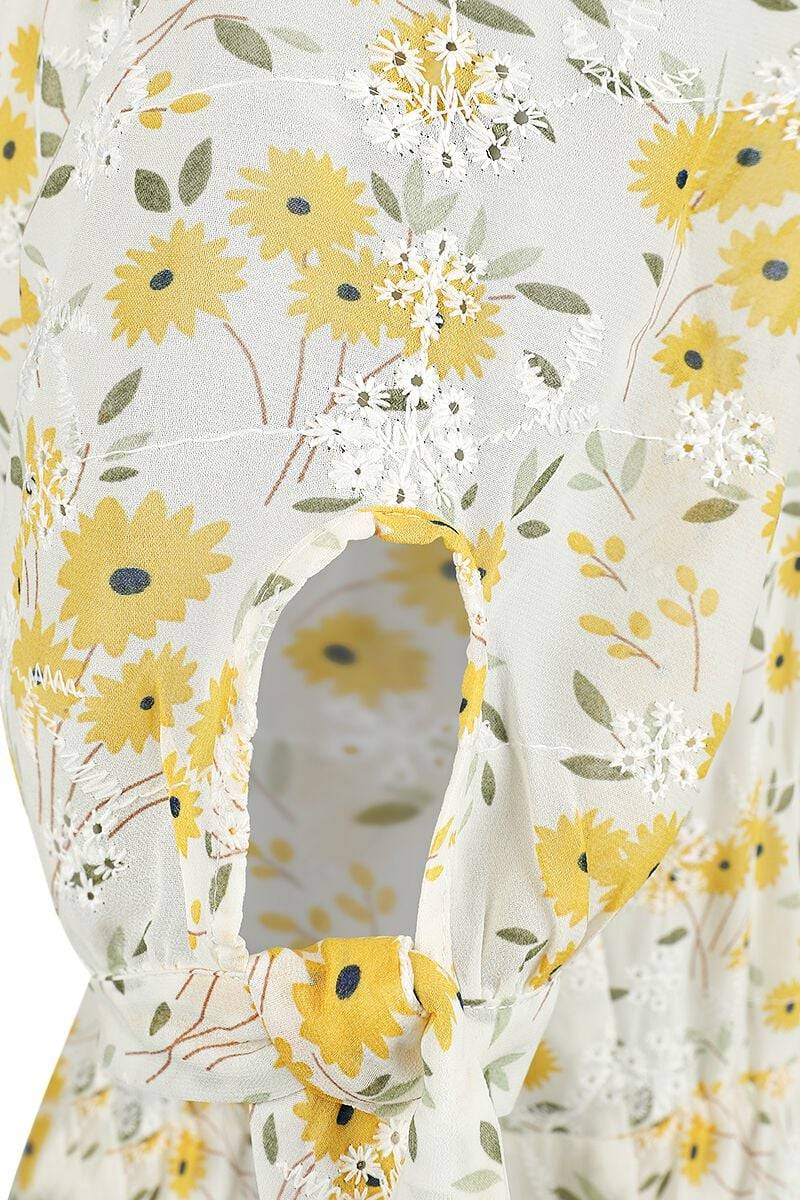 EMP "Tie Sleeve Floral Print And Emb Chiffon Flare Dress" Mittellanges Kleid multicolor von Voodoo Vixen Exklusivangebot