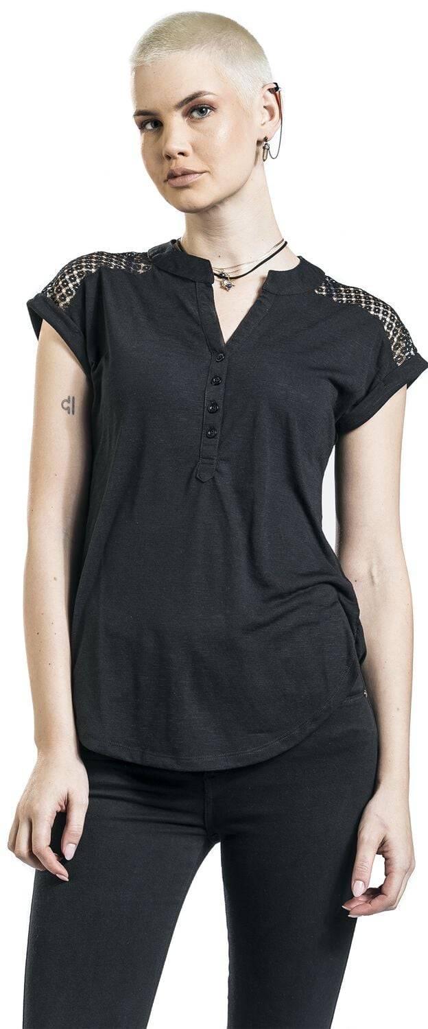 EMP "Heeze - Back Lace Wide Slub Jersey Tee" T-Shirt schwarz von Rotterdamned Bis zu 50% Rabatt