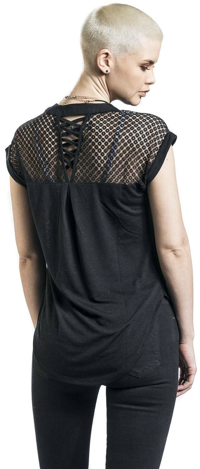 EMP "Heeze - Back Lace Wide Slub Jersey Tee" T-Shirt schwarz von Rotterdamned Bis zu 50% Rabatt