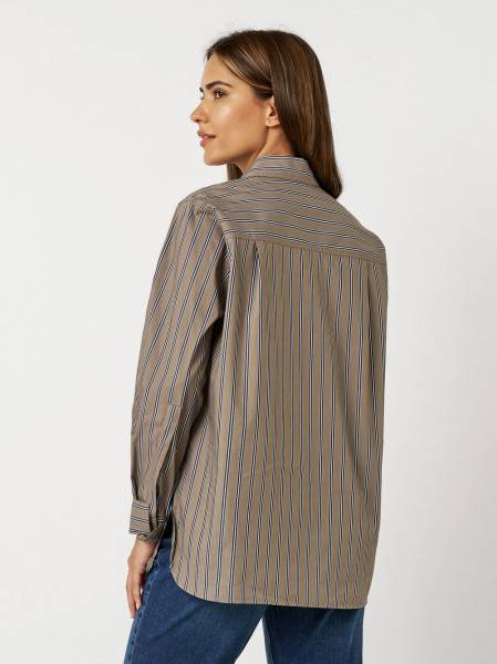 TONI Fashion Style »Alma« taupe/blue Gestreifte Hemdbluse Sonderangebote