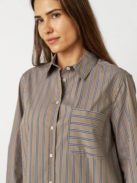 TONI Fashion Style »Alma« taupe/blue Gestreifte Hemdbluse Sonderangebote