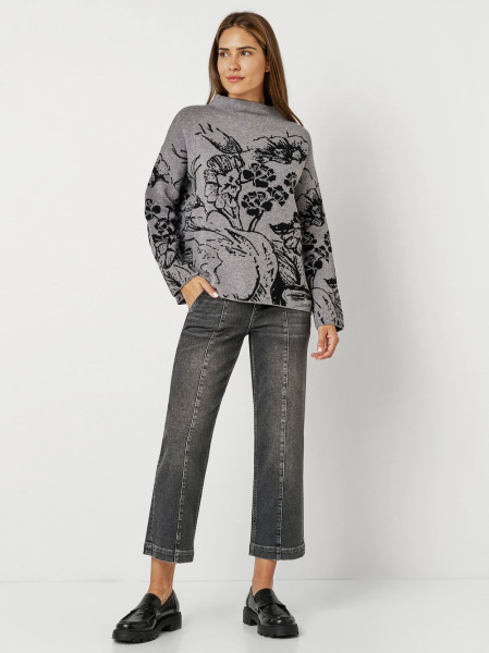 TONI Fashion Style »Gitta« grey/black Feinstrickpulli mit Blumenmuster Kostenlose Rückgabe