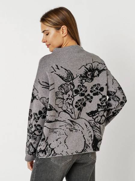 TONI Fashion Style »Gitta« grey/black Feinstrickpulli mit Blumenmuster Kostenlose Rückgabe