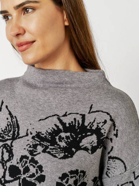 TONI Fashion Style »Gitta« grey/black Feinstrickpulli mit Blumenmuster Kostenlose Rückgabe