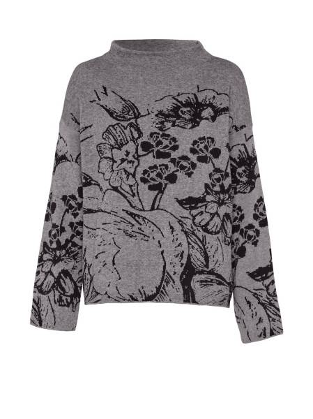 TONI Fashion Style »Gitta« grey/black Feinstrickpulli mit Blumenmuster Kostenlose Rückgabe