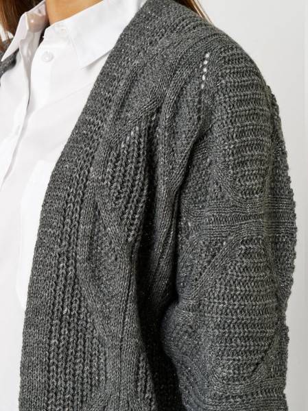 TONI Fashion Style »Haifa« grey/silver Ajour-Cardigan mit Effektgarn Letzte 2 Tage