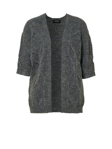 TONI Fashion Style »Haifa« grey/silver Ajour-Cardigan mit Effektgarn Letzte 2 Tage