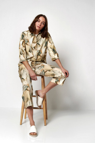 TONI Fashion Style »Clay« multicolour beige Leinenhemd mit Naturdruck Kostenloser Versand international
