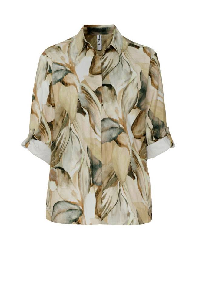 TONI Fashion Style »Clay« multicolour beige Leinenhemd mit Naturdruck Kostenloser Versand international