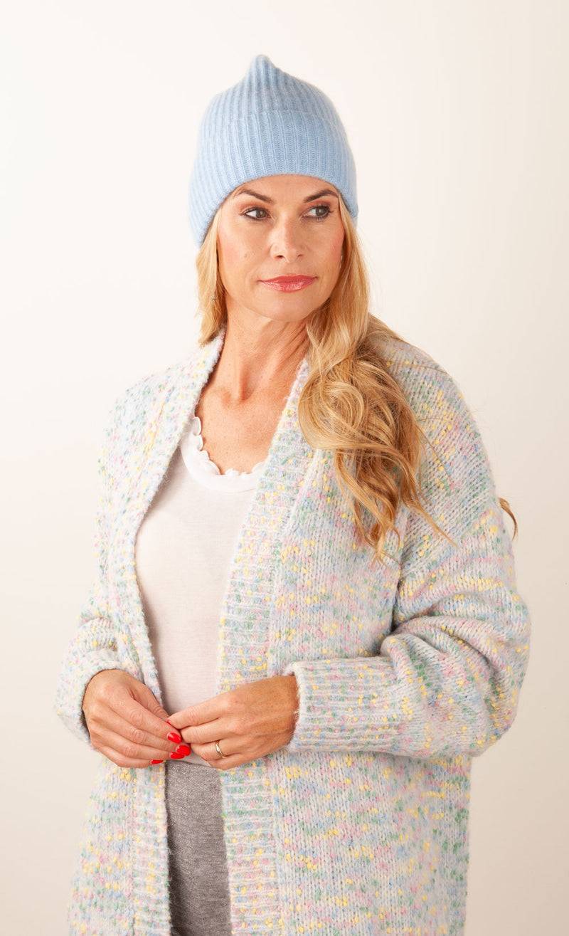 fleur Kaschmir Mütze Melange Blau Begrenzt auf 3 Tage