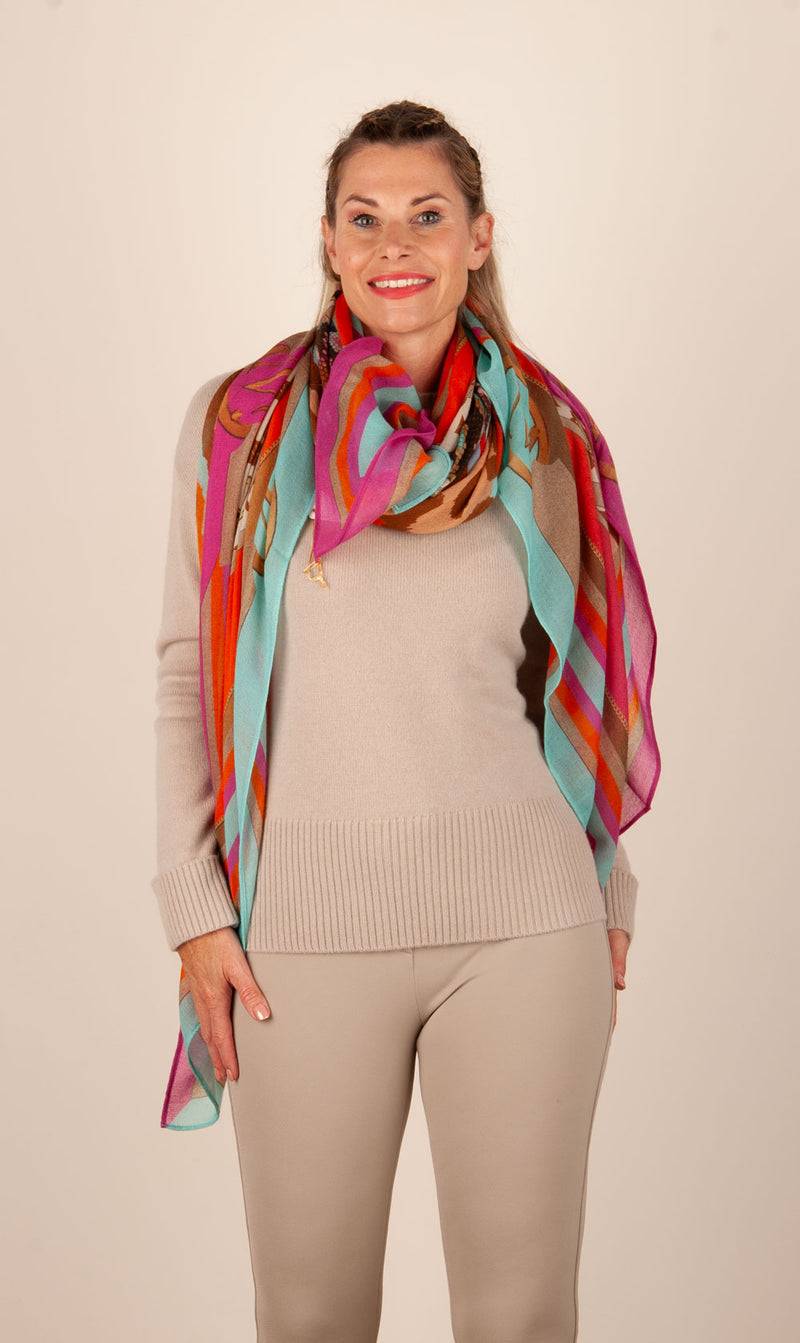 Mucho Gusto Viereckstuch „Zürich“ Pink | Türkis | Multicolor Hotsell