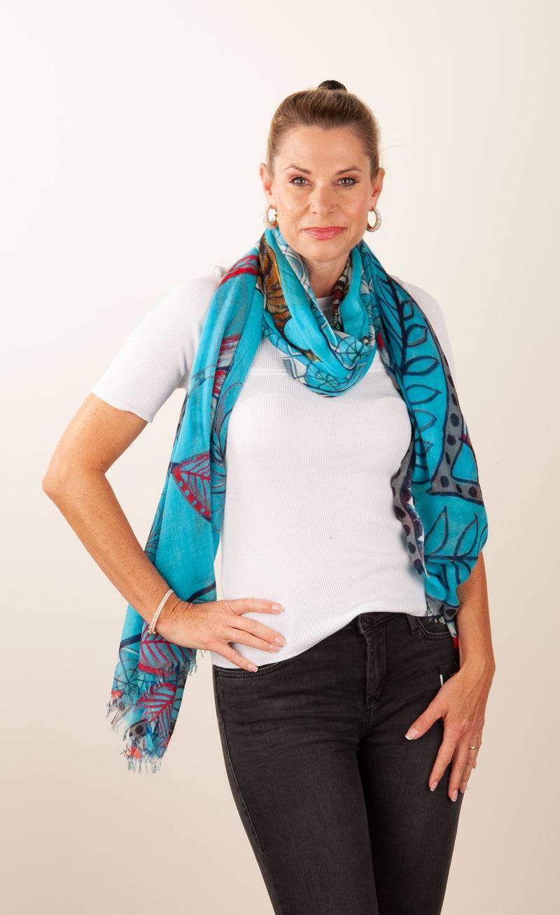 Simone Bruns Schal „Tiger“ Türkis | Multicolor Günstiger Verkauf