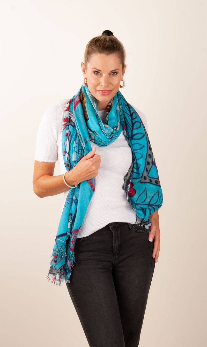Simone Bruns Schal „Tiger“ Türkis | Multicolor Günstiger Verkauf