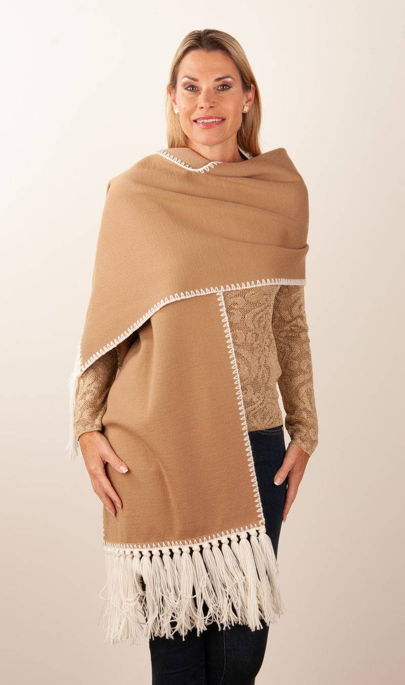 Luisa Spagnoli Schal Camel | Weiß Limitierter Zeitrabatt