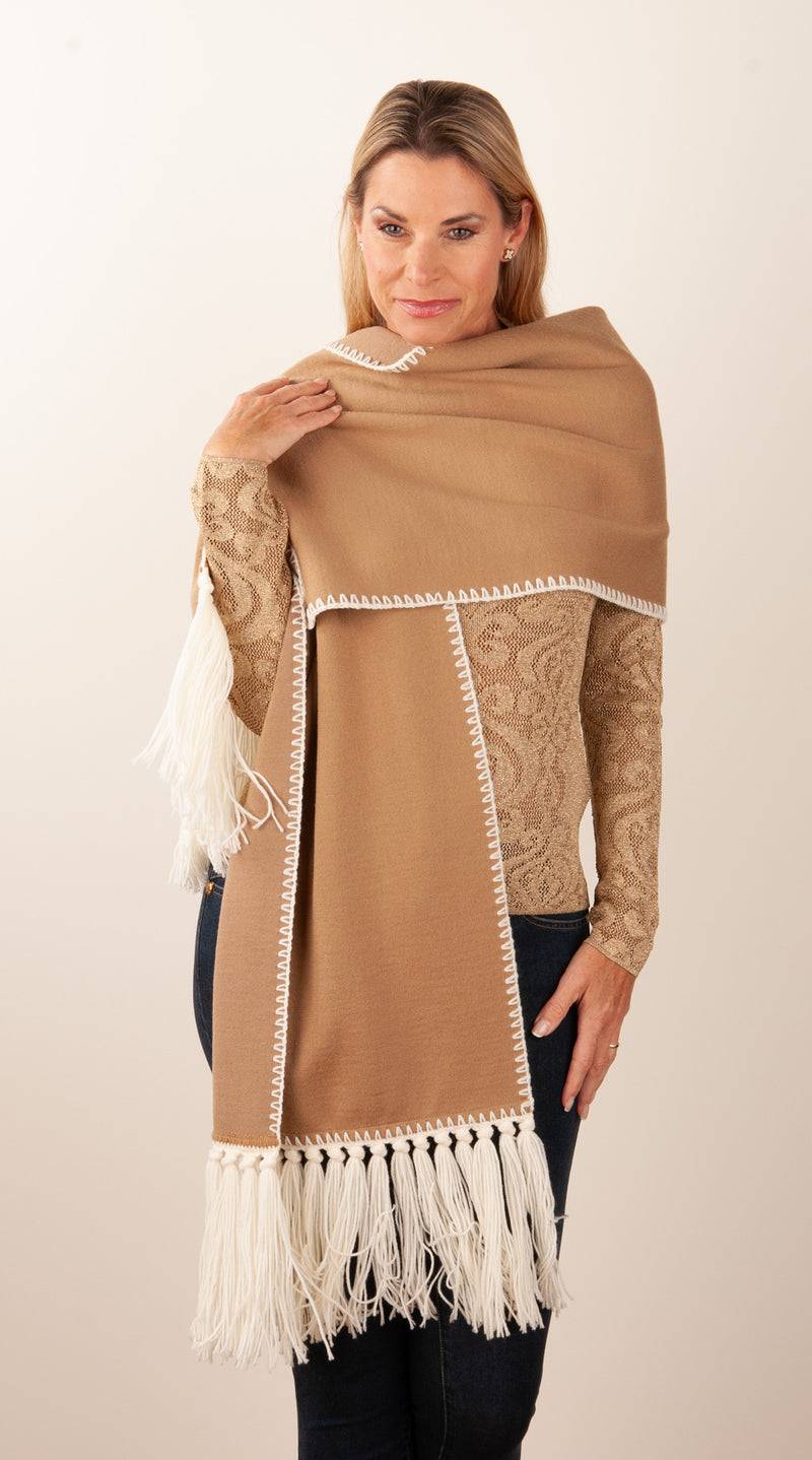 Luisa Spagnoli Schal Camel | Weiß Limitierter Zeitrabatt