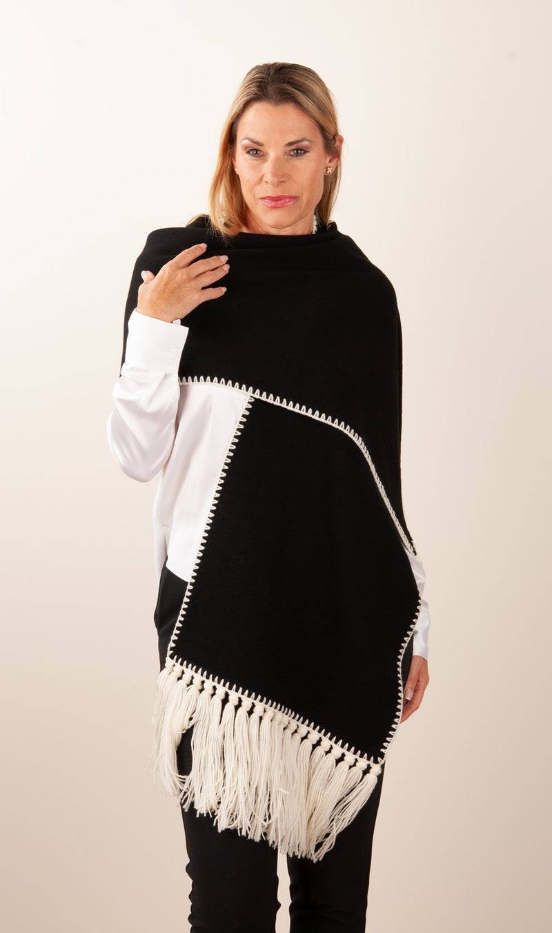Luisa Spagnoli Schal Schwarz | Weiß Fabrik Onlineshop