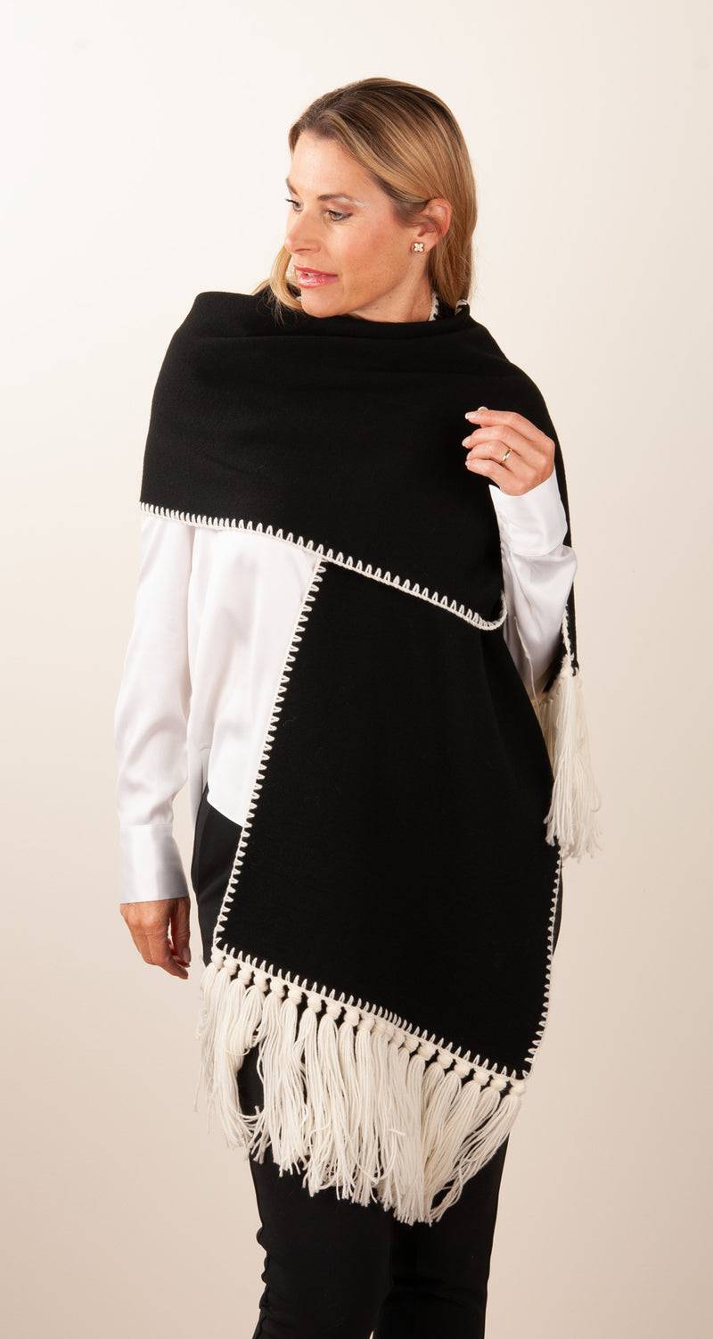 Luisa Spagnoli Schal Schwarz | Weiß Fabrik Onlineshop