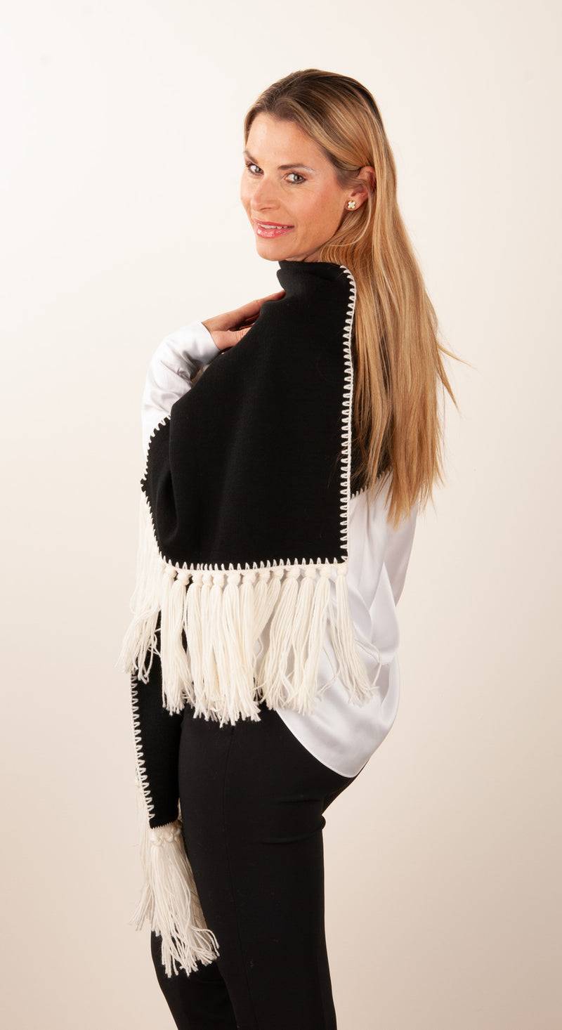 Luisa Spagnoli Schal Schwarz | Weiß Fabrik Onlineshop