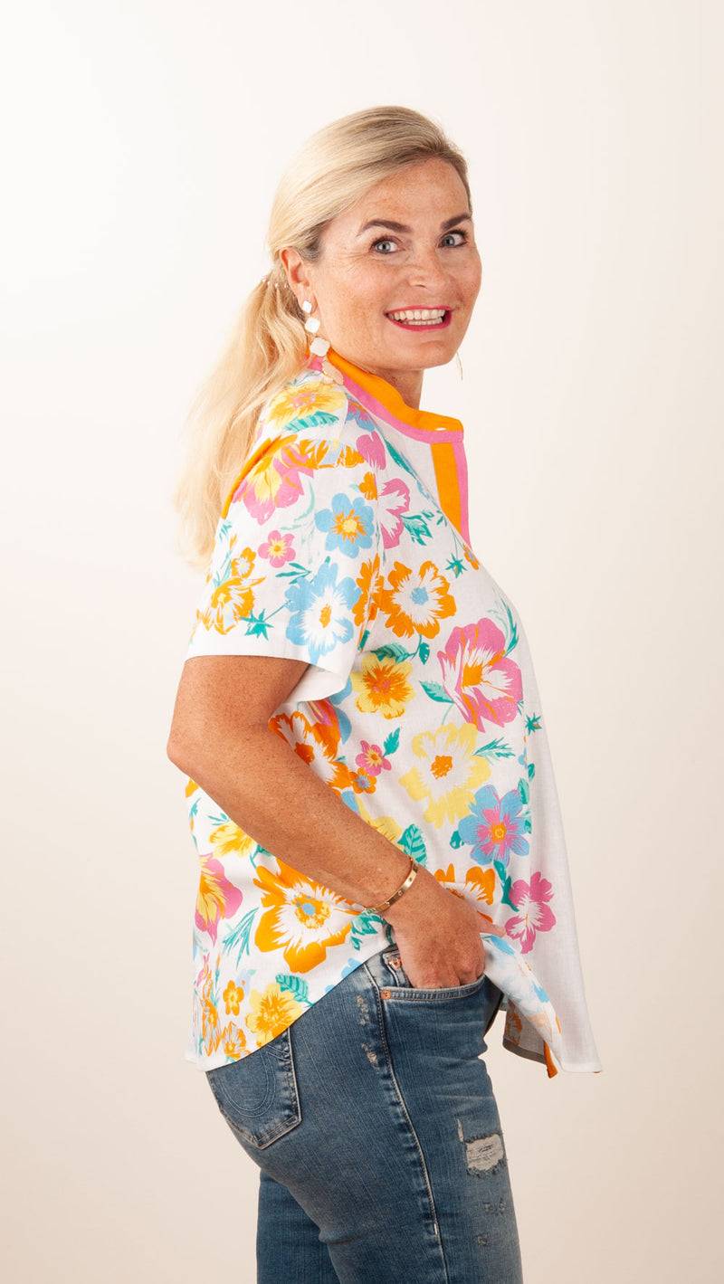 Herzensangelegenheit Blusenshirt Weiß | Pink | Orange | Multicolor Sonderangebot