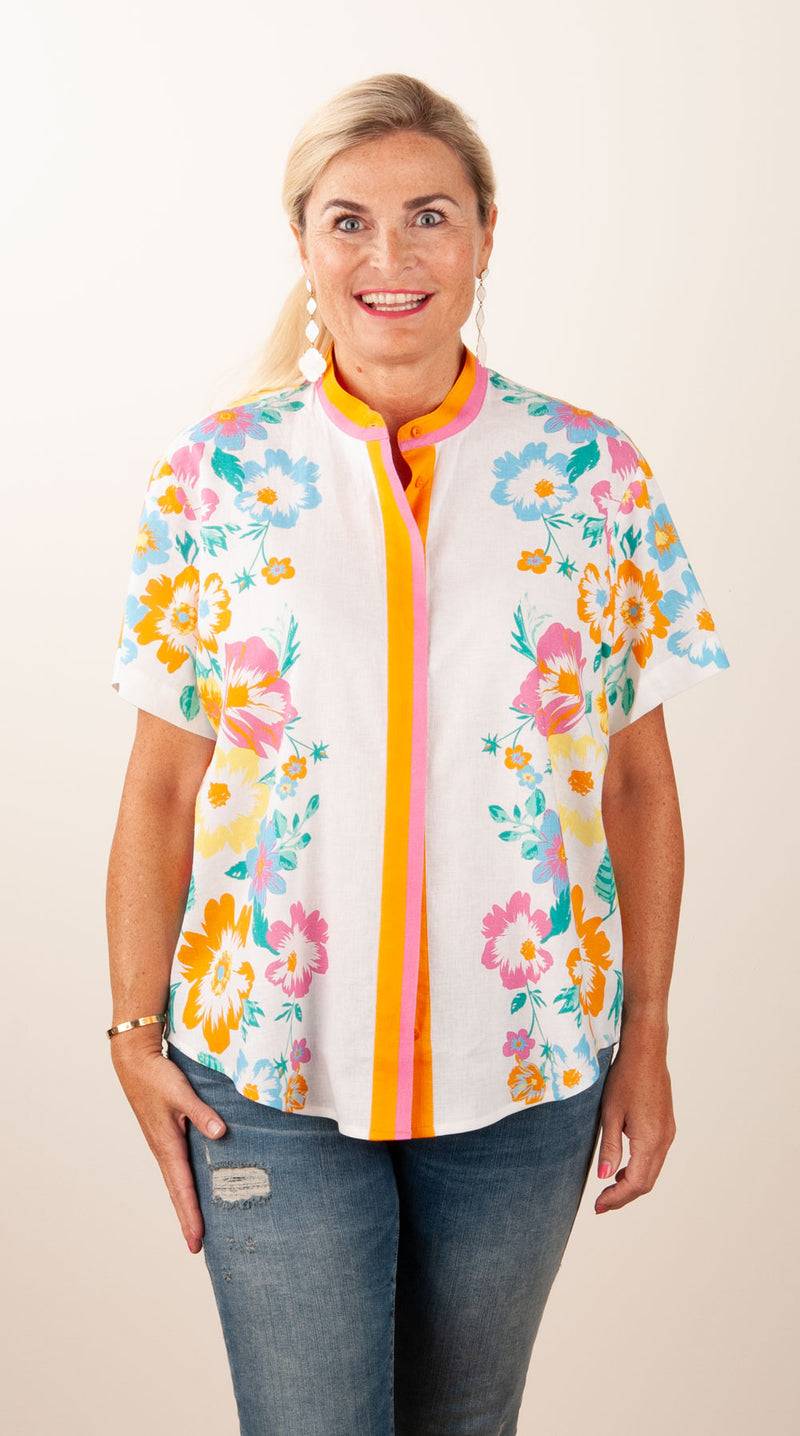 Herzensangelegenheit Blusenshirt Weiß | Pink | Orange | Multicolor Sonderangebot