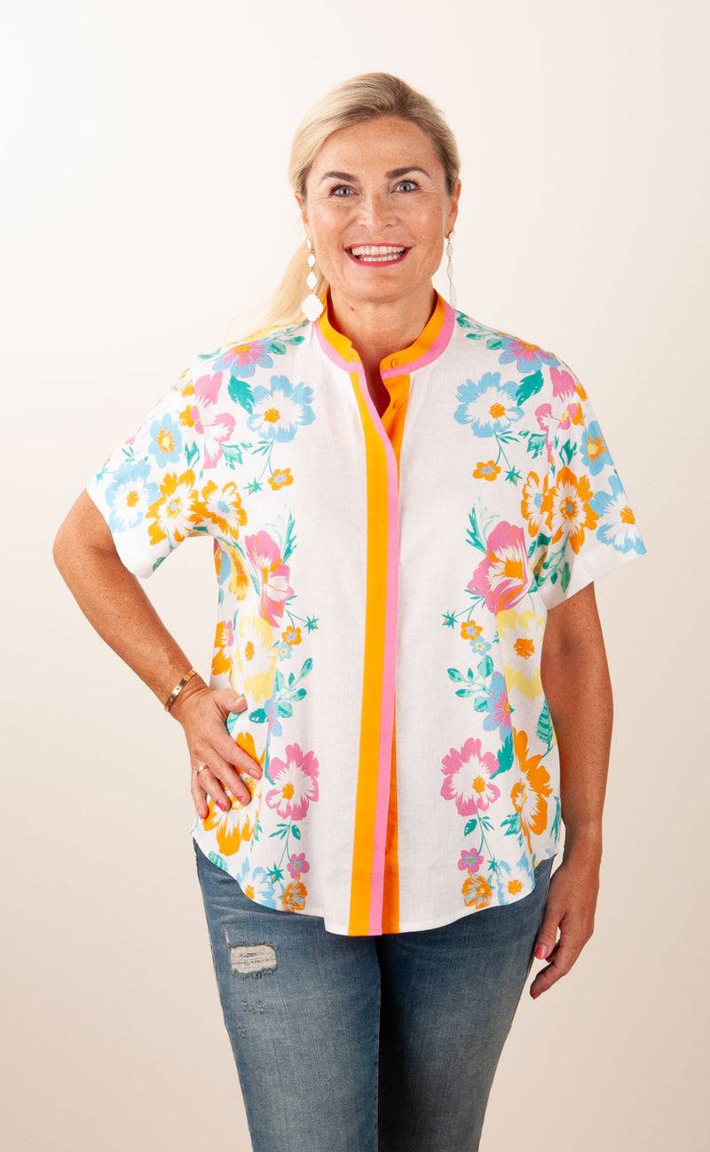 Herzensangelegenheit Blusenshirt Weiß | Pink | Orange | Multicolor Sonderangebot