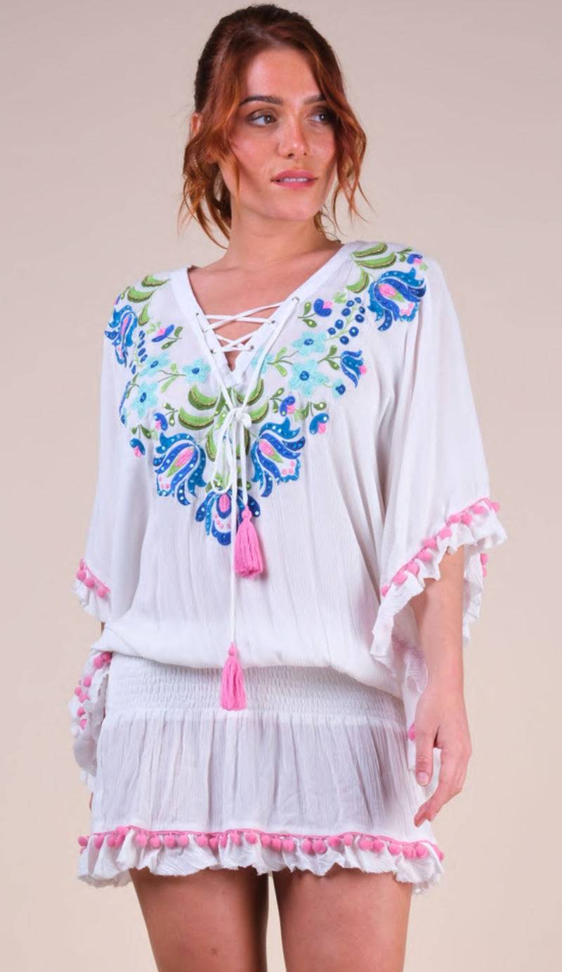Miss June Kleid Offwhite | Multicolor Top Angebot